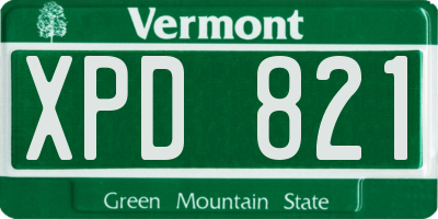 VT license plate XPD821
