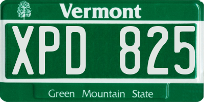 VT license plate XPD825