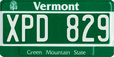VT license plate XPD829
