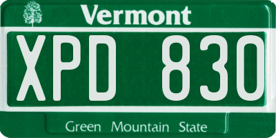 VT license plate XPD830