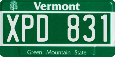 VT license plate XPD831
