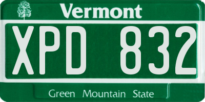VT license plate XPD832