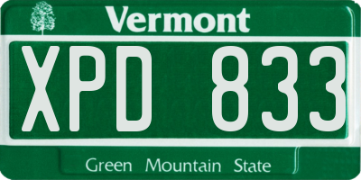VT license plate XPD833