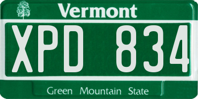 VT license plate XPD834