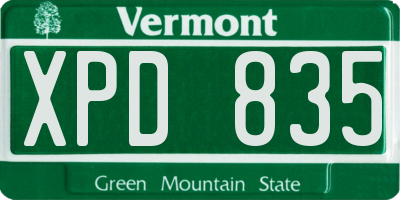 VT license plate XPD835