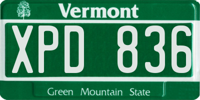 VT license plate XPD836