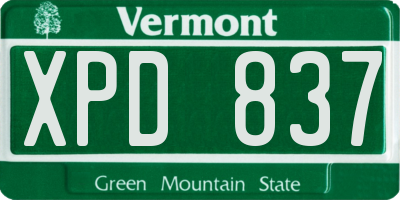 VT license plate XPD837