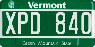 VT license plate XPD840