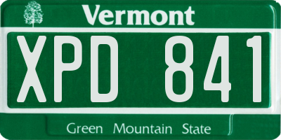 VT license plate XPD841