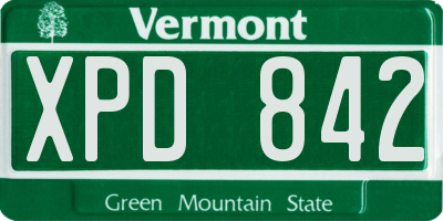 VT license plate XPD842