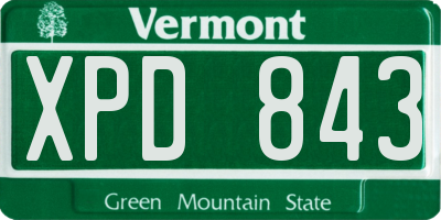 VT license plate XPD843