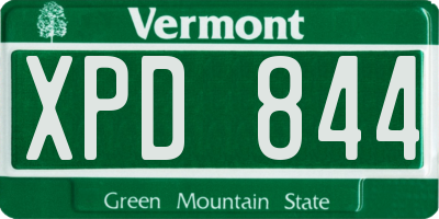 VT license plate XPD844