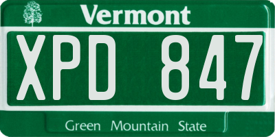 VT license plate XPD847