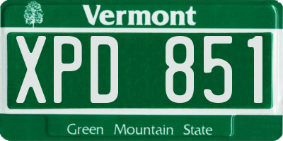 VT license plate XPD851