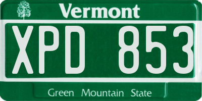 VT license plate XPD853