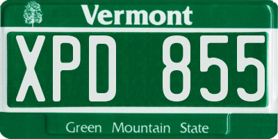 VT license plate XPD855