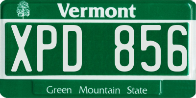 VT license plate XPD856