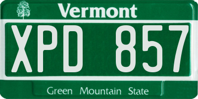 VT license plate XPD857