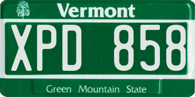 VT license plate XPD858