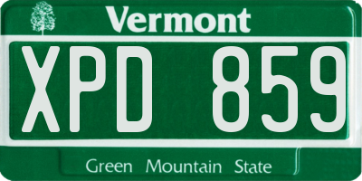 VT license plate XPD859