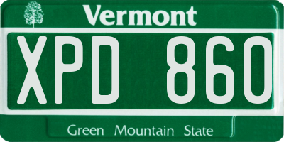 VT license plate XPD860