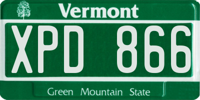 VT license plate XPD866