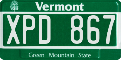 VT license plate XPD867