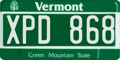 VT license plate XPD868