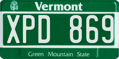 VT license plate XPD869