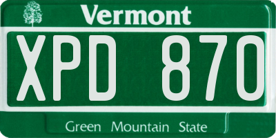 VT license plate XPD870