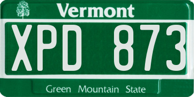 VT license plate XPD873