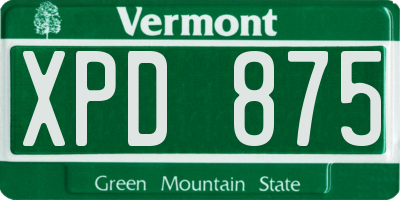 VT license plate XPD875