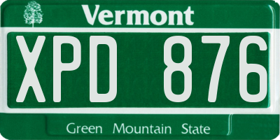 VT license plate XPD876