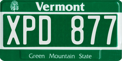 VT license plate XPD877