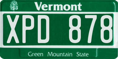 VT license plate XPD878