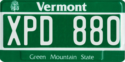 VT license plate XPD880
