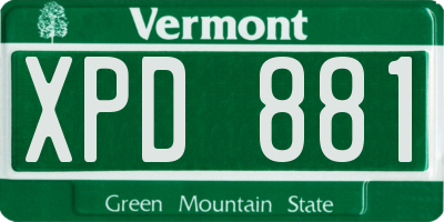 VT license plate XPD881