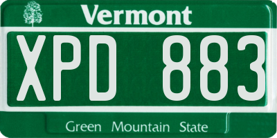 VT license plate XPD883