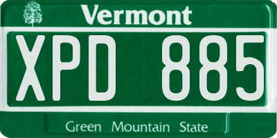 VT license plate XPD885