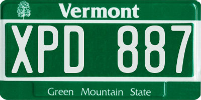 VT license plate XPD887