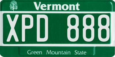 VT license plate XPD888