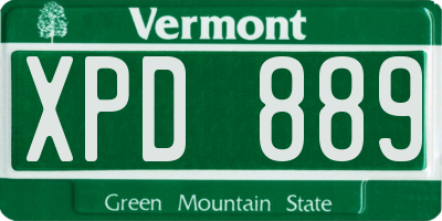VT license plate XPD889
