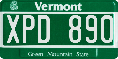 VT license plate XPD890