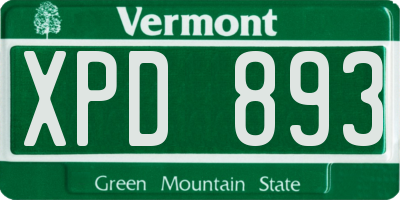 VT license plate XPD893