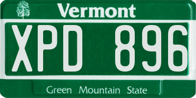 VT license plate XPD896