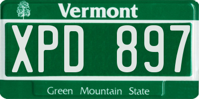 VT license plate XPD897