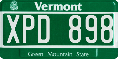 VT license plate XPD898