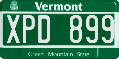 VT license plate XPD899