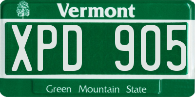 VT license plate XPD905