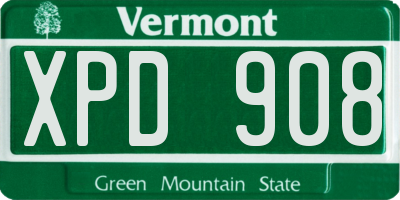 VT license plate XPD908